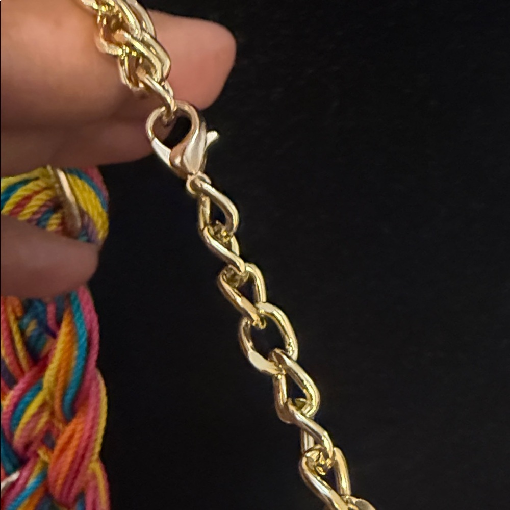 Braided Rainbow Love Statement Necklace with Gold Tone Accents-NWT!! - Picture 5 of 6